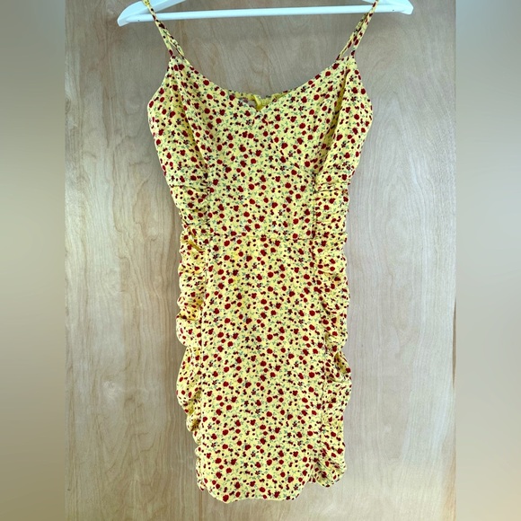 Row A Floral Yellow Dress with Ruching: Eligible 3/$25 - Picture 6 of 14